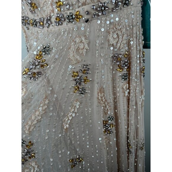 MAC DUGGAL 93575 Embellished Blush Wrap Over Sleeves A Line Gown Dress Size 2 - Picture 15 of 15